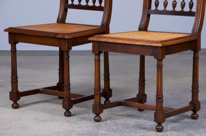 antique french henry ii style walnut dining chairs w cane seats set of 6 1247