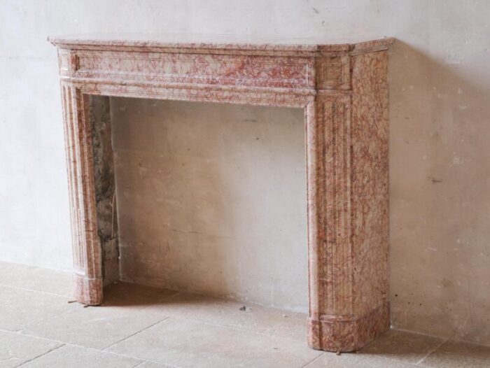 antique french marble fireplace in pink tones 3780