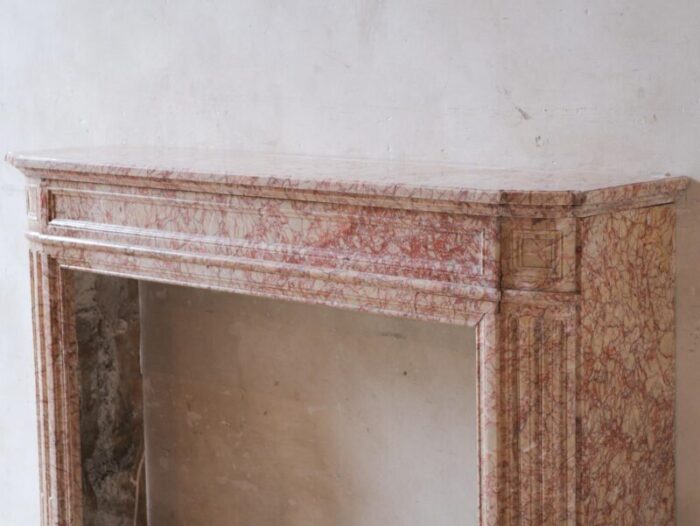 antique french marble fireplace in pink tones 4005