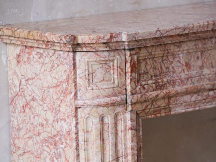 antique french marble fireplace in pink tones 5381