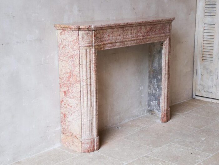 antique french marble fireplace in pink tones 6924