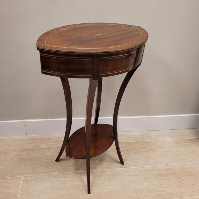 antique french side table in mahogany and inlaid brass 1830 0858