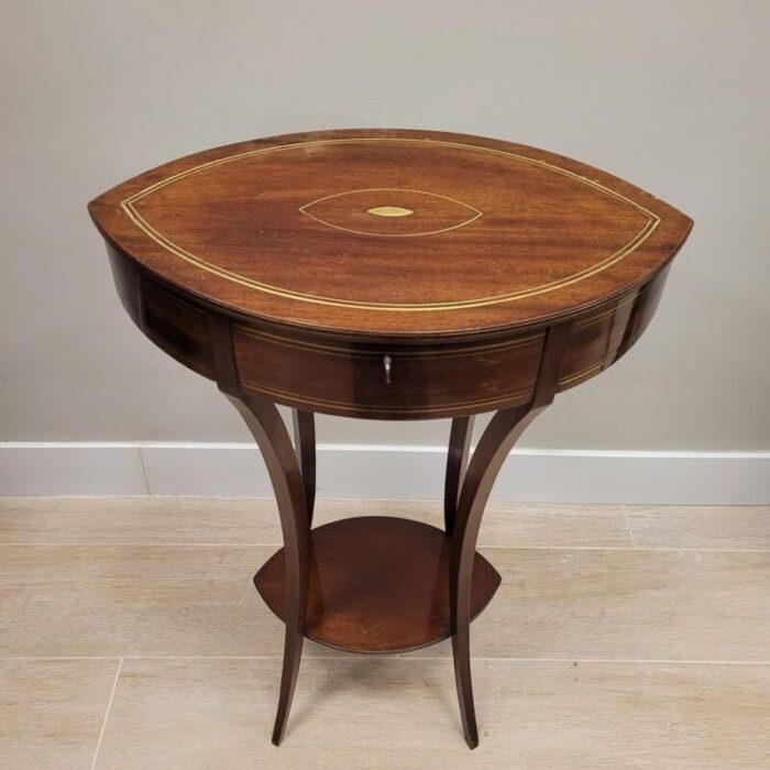 antique french side table in mahogany and inlaid brass 1830 2481