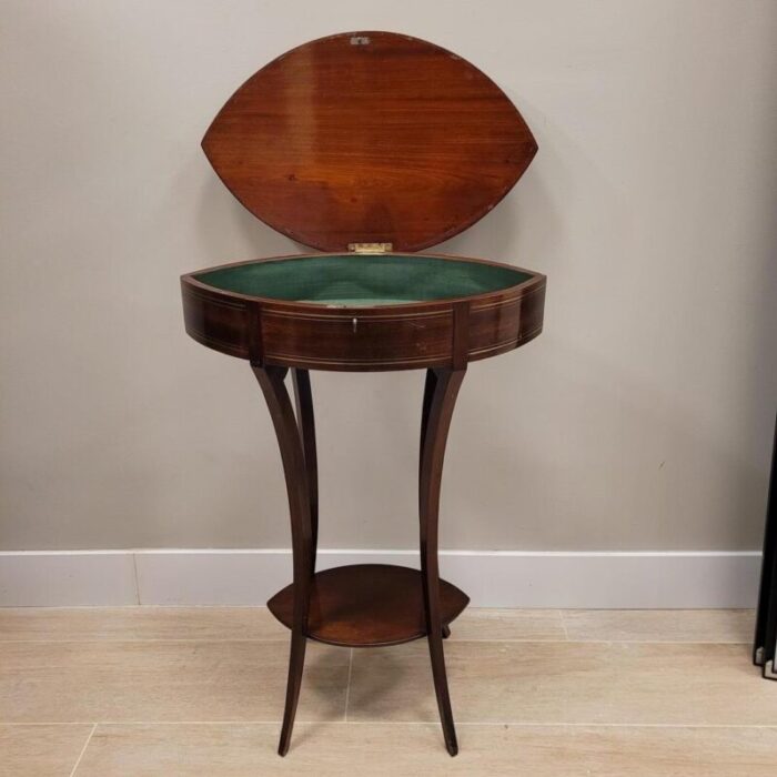 antique french side table in mahogany and inlaid brass 1830 5814