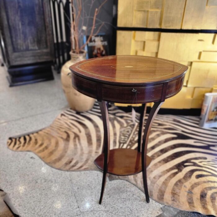 antique french side table in mahogany and inlaid brass 1830 6314