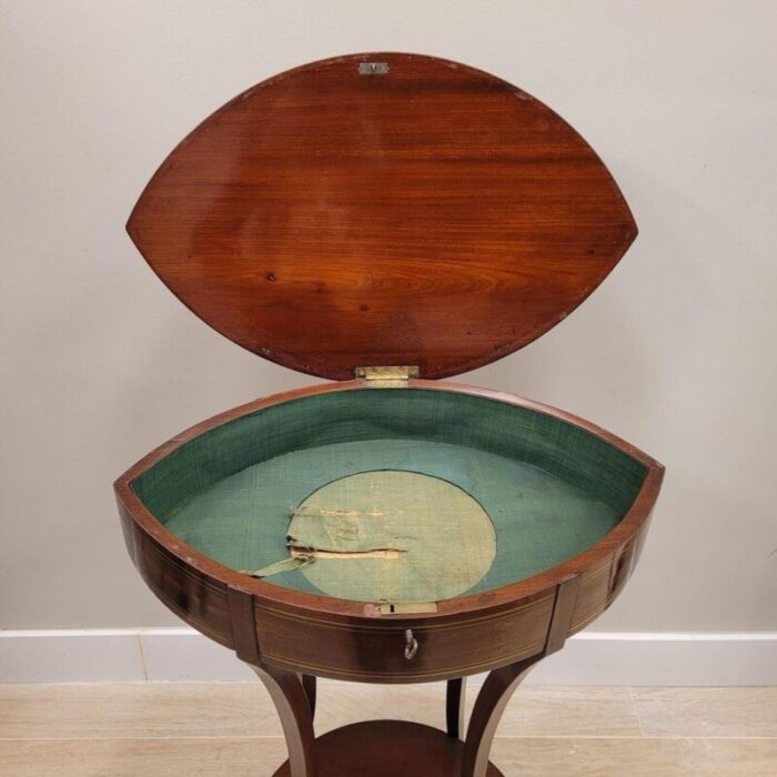 antique french side table in mahogany and inlaid brass 1830 6338