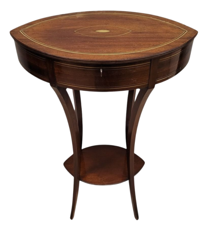 antique french side table in mahogany and inlaid brass 1830 8157