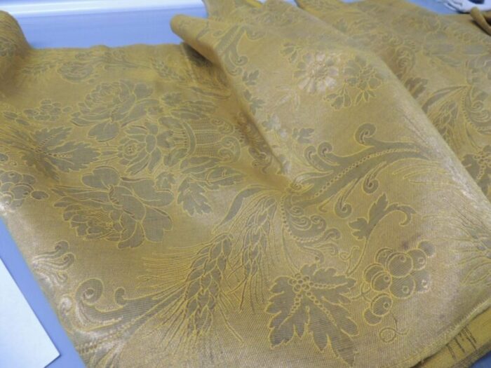 antique gold woven silk with gold metallic threads fabric 8 yards 1239