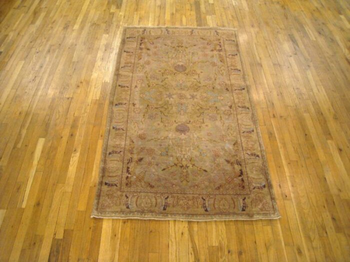 antique indian agra oriental carpet in small size with soft colors circa 1900 1431