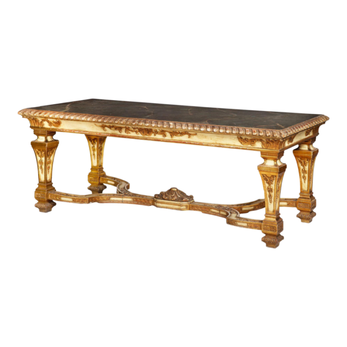 antique louis xiv style polychromed rectangular dining center table ca 1900 6470