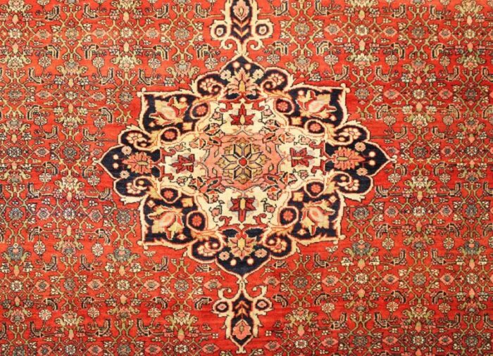 antique persian bidjar oriental rug in room size with central medallion 2313