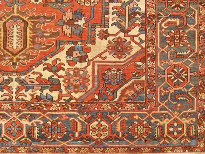 antique persian decorative oriental heriz serapi rug in room size 0308