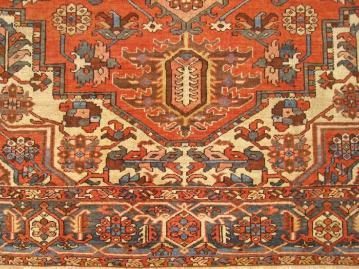 antique persian decorative oriental heriz serapi rug in room size 4644