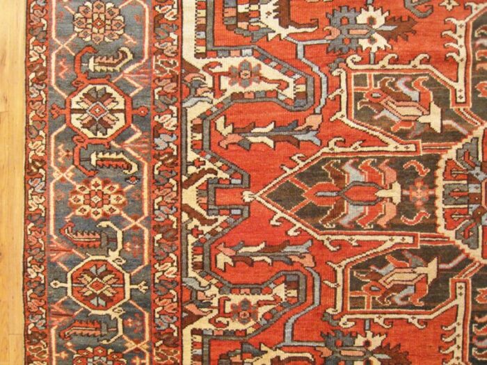 antique persian decorative oriental heriz serapi rug in room size 9426