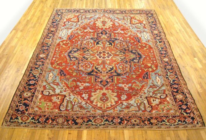 antique persian heriz oriental rug room size w central medallion 1036