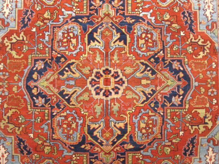 antique persian heriz oriental rug room size w central medallion 1244