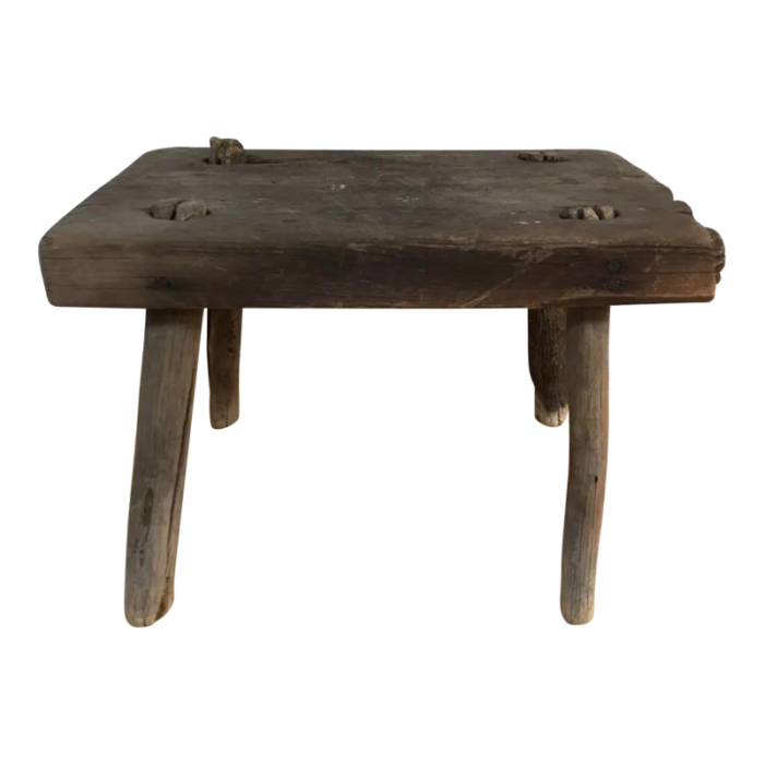 antique primitive wood stool 5825