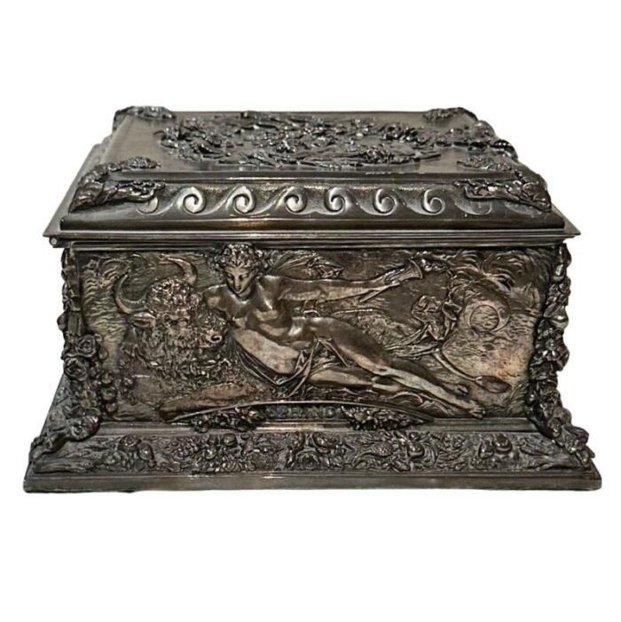 antique sheffield four seasons silver box 0542