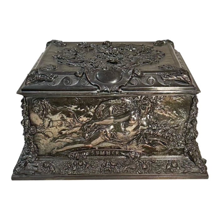 antique sheffield four seasons silver box 4801