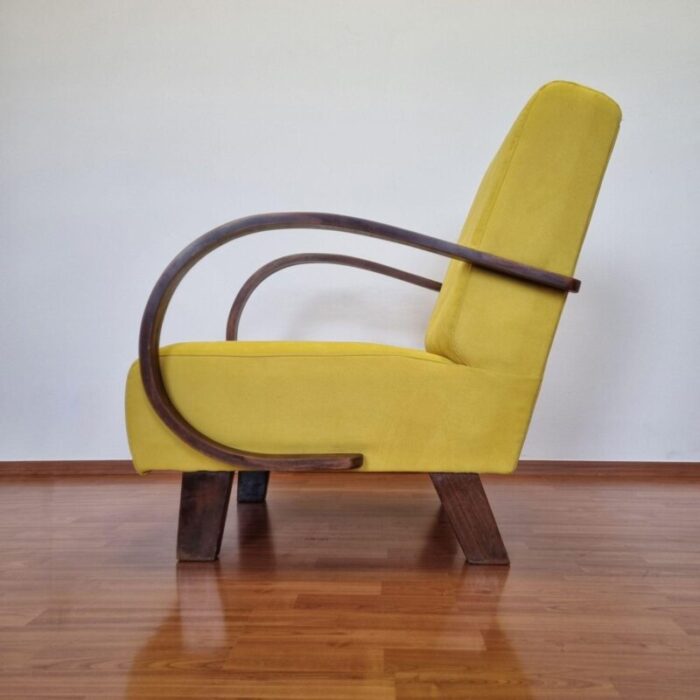 art deco armchair in yellow alcantara fabric 1940s 1350