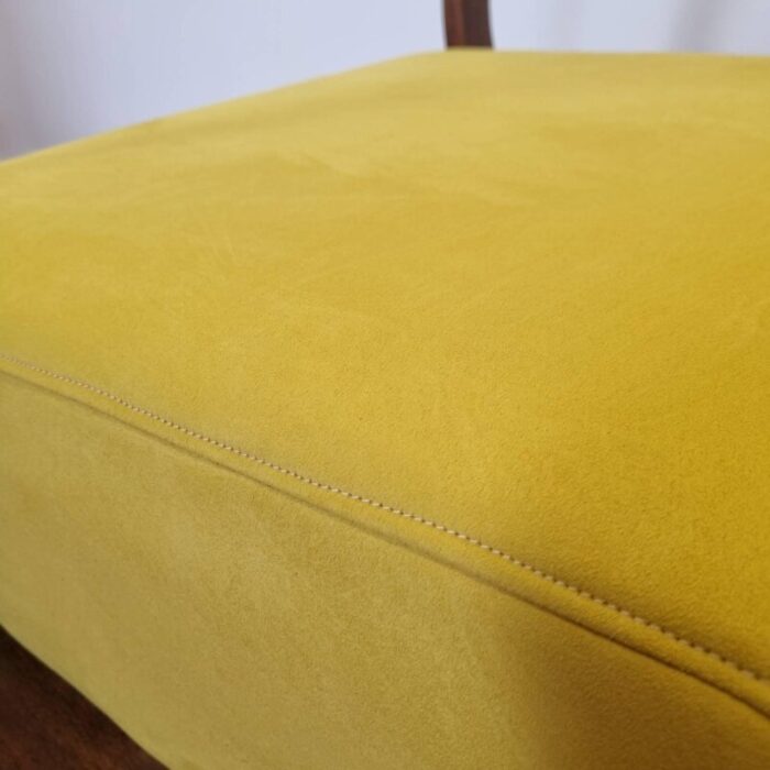 art deco armchair in yellow alcantara fabric 1940s 3200