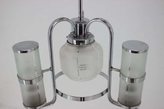 art deco bauhaus pendant in chrome and glass 1930s 3