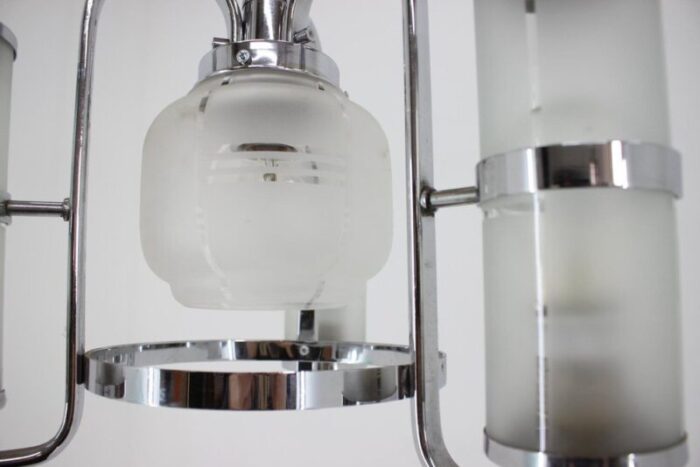 art deco bauhaus pendant in chrome and glass 1930s 6