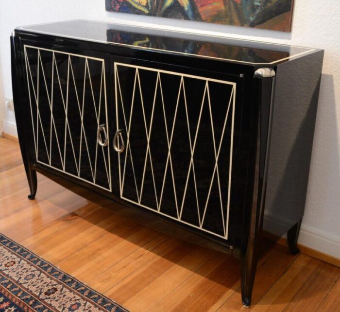 art deco black lacquer and rhombus sideboard 1920s 9437