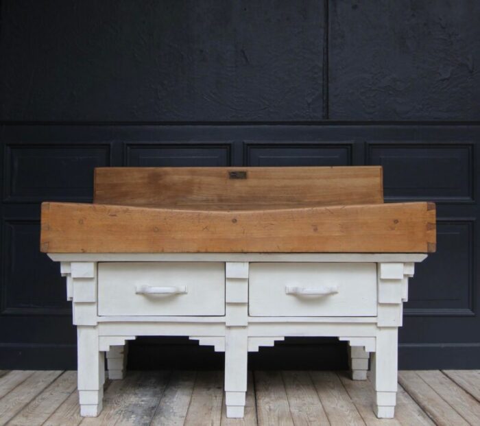 art deco butcher block work table 1930s 3044