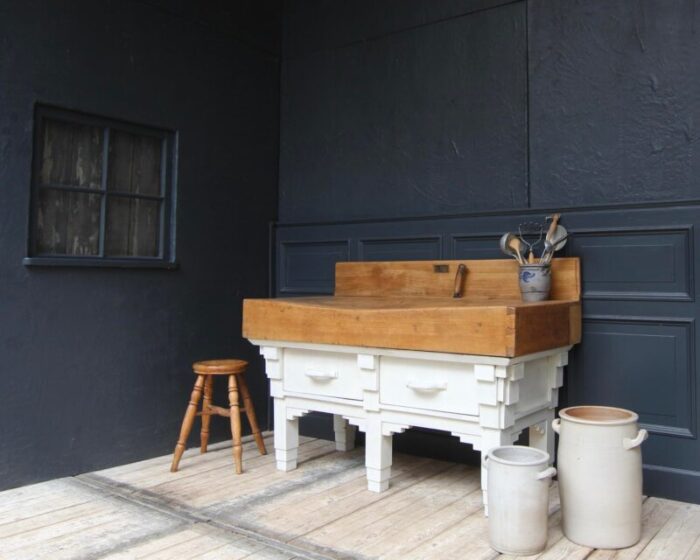 art deco butcher block work table 1930s 3627