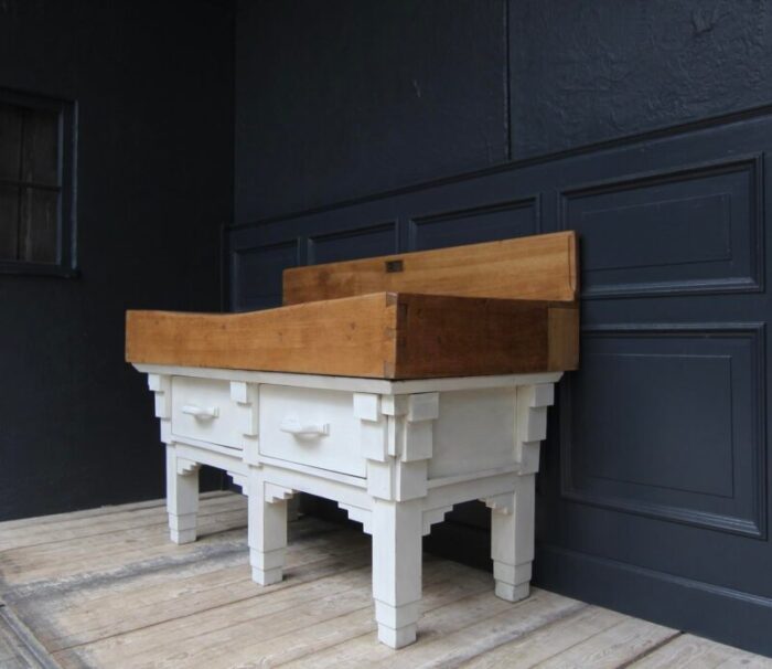 art deco butcher block work table 1930s 3799