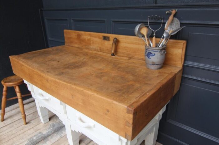 art deco butcher block work table 1930s 4740