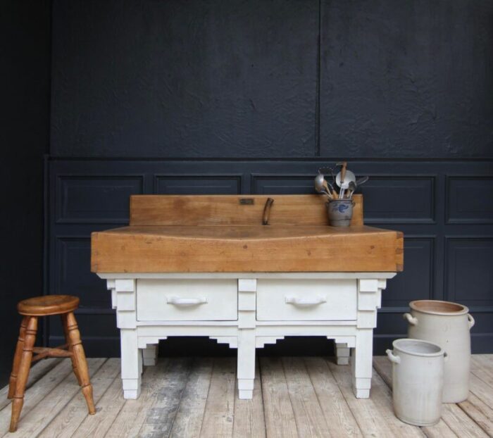 art deco butcher block work table 1930s 6520