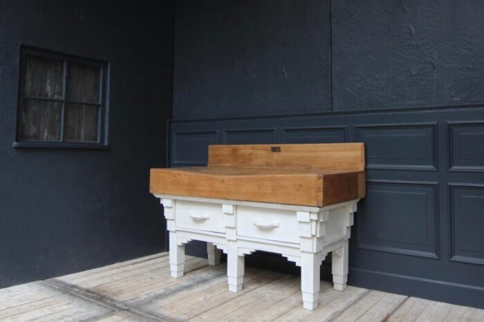 art deco butcher block work table 1930s 8475