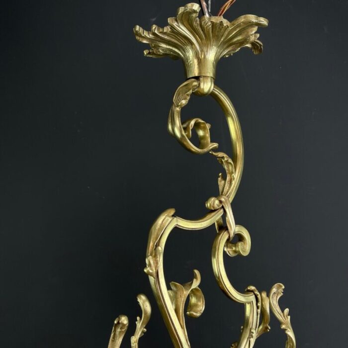 art deco chandelier attributed to muller freres luneville pate de verre bronze 1920s 5862