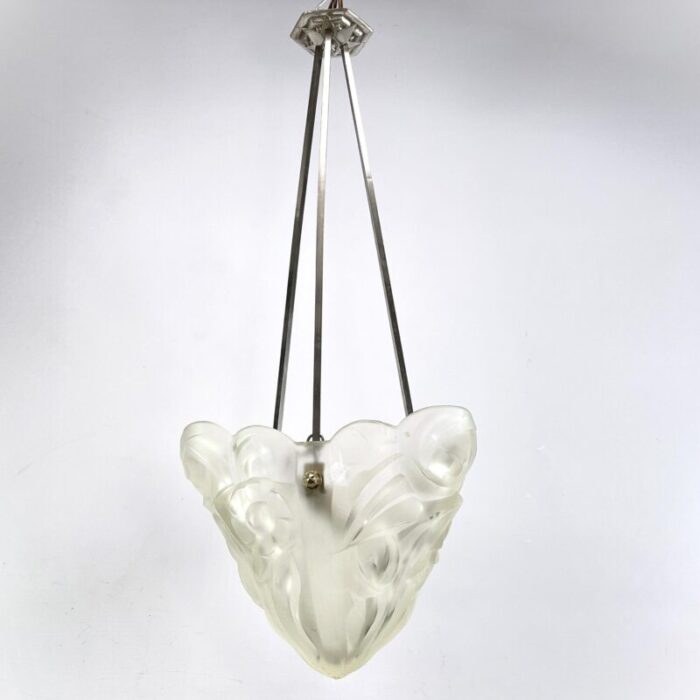 art deco chandelier hanging lamp attributed to degue 1930s 1019