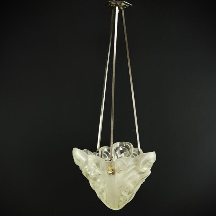 art deco chandelier hanging lamp attributed to degue 1930s 1764