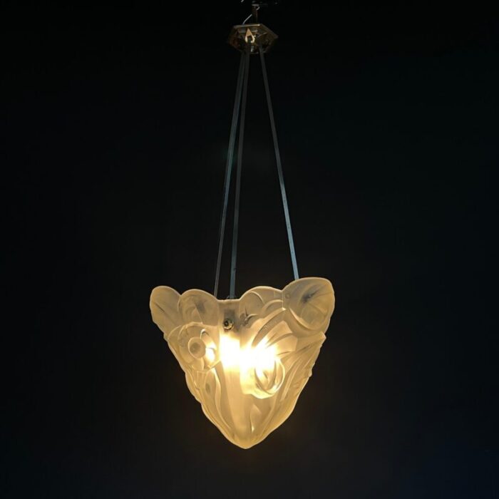 art deco chandelier hanging lamp attributed to degue 1930s 2683