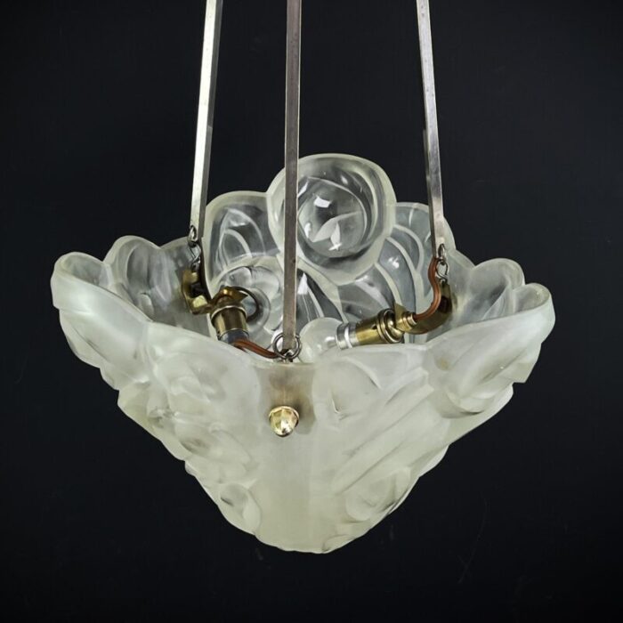 art deco chandelier hanging lamp attributed to degue 1930s 4366