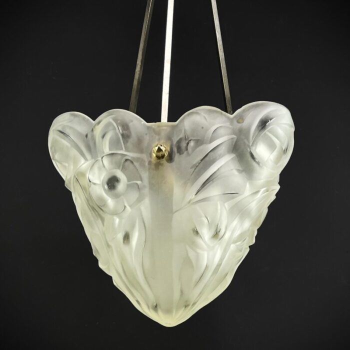 art deco chandelier hanging lamp attributed to degue 1930s 5490