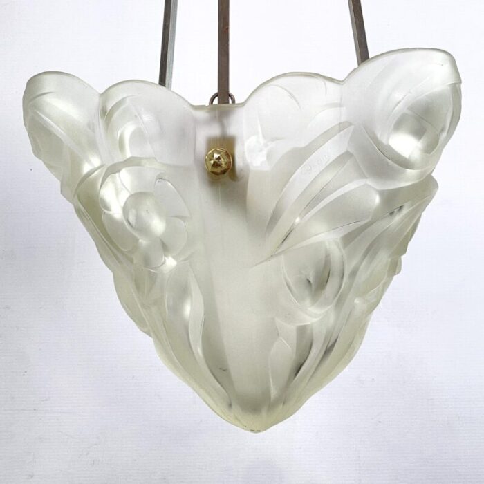 art deco chandelier hanging lamp attributed to degue 1930s 6185