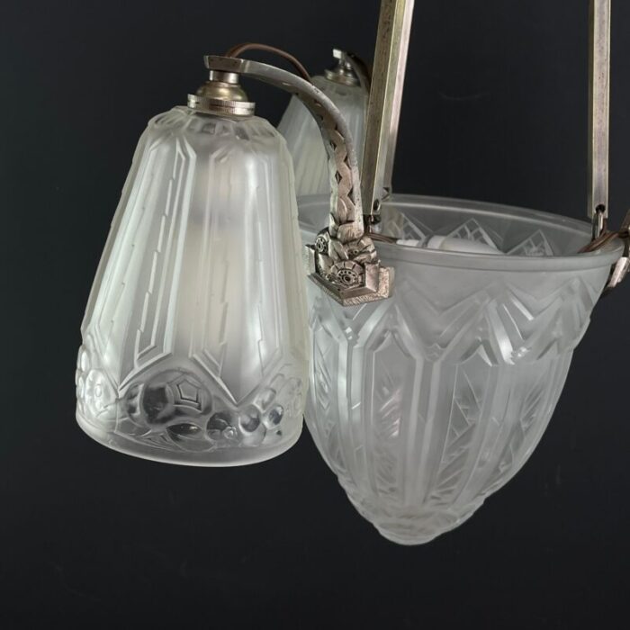 art deco chandelier hanging lamp attributed to maynadier 1930s 3756