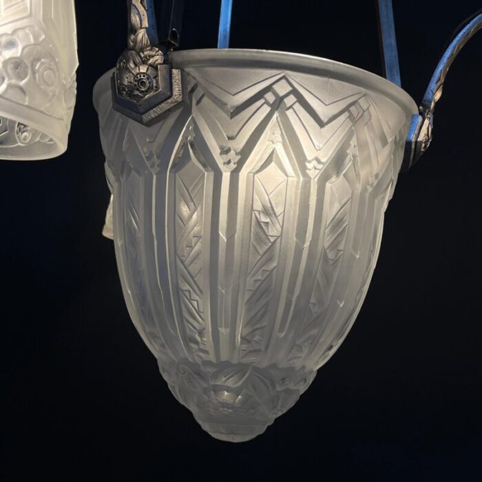 art deco chandelier hanging lamp attributed to maynadier 1930s 7321