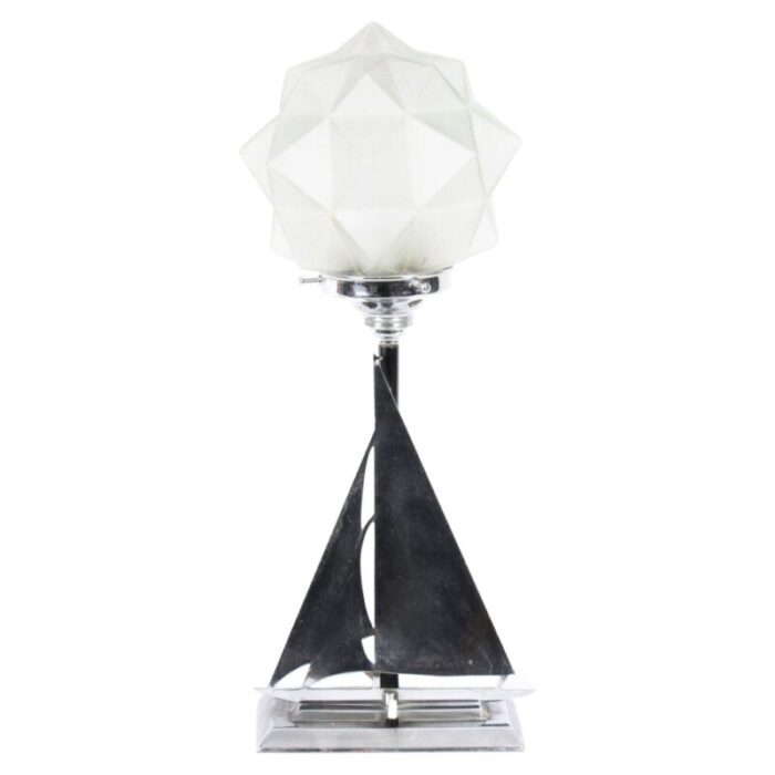 art deco chrome sail yacht table lamp 1920s 1