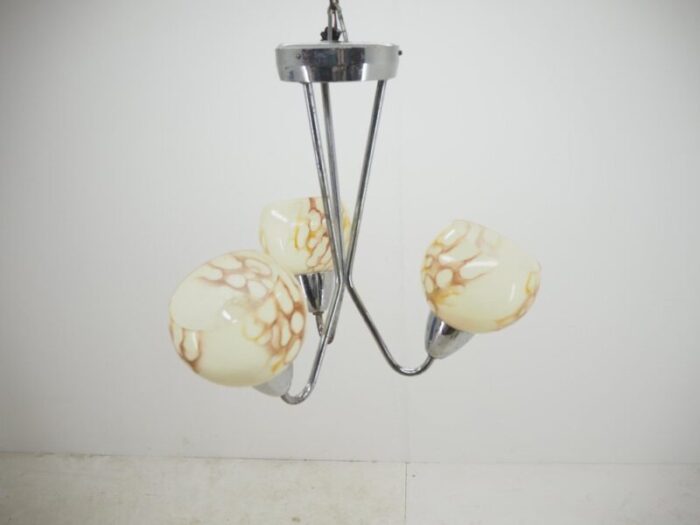 art deco czechoslovakian chandelier in chrome 1930s 5