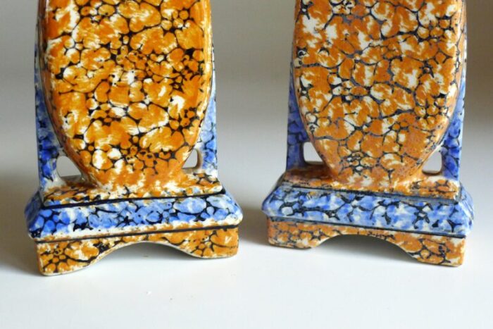 art deco marbled vases by la majolica 1930s set of 2 1436