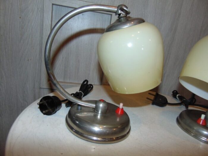 art deco nickel plated table or wall lamps set of 2 4