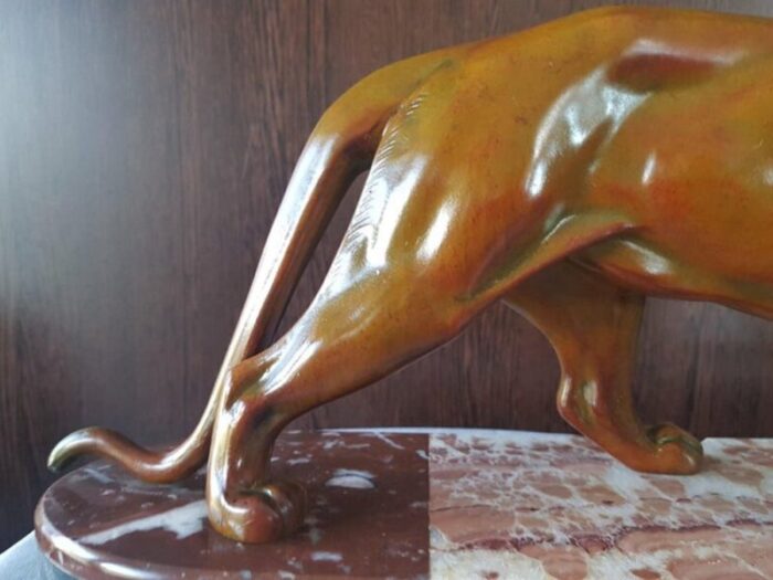 art deco panther sculptural table lamp france 1930s 8