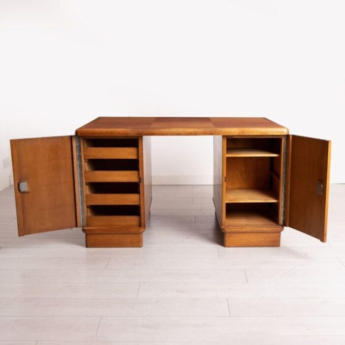 art deco partners desk in harlequin oak and golden oak 1930 3256