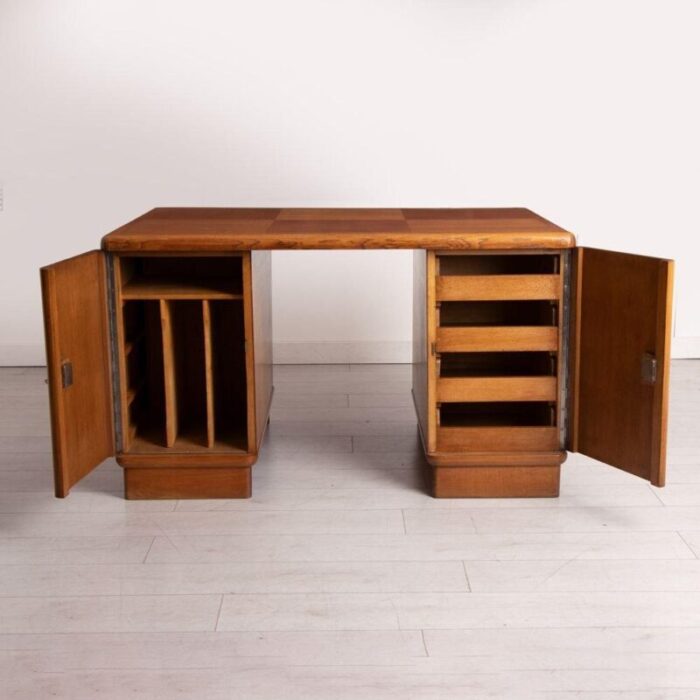 art deco partners desk in harlequin oak and golden oak 1930 3323